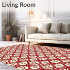 Crimson Repeating Floral Lattice Rug