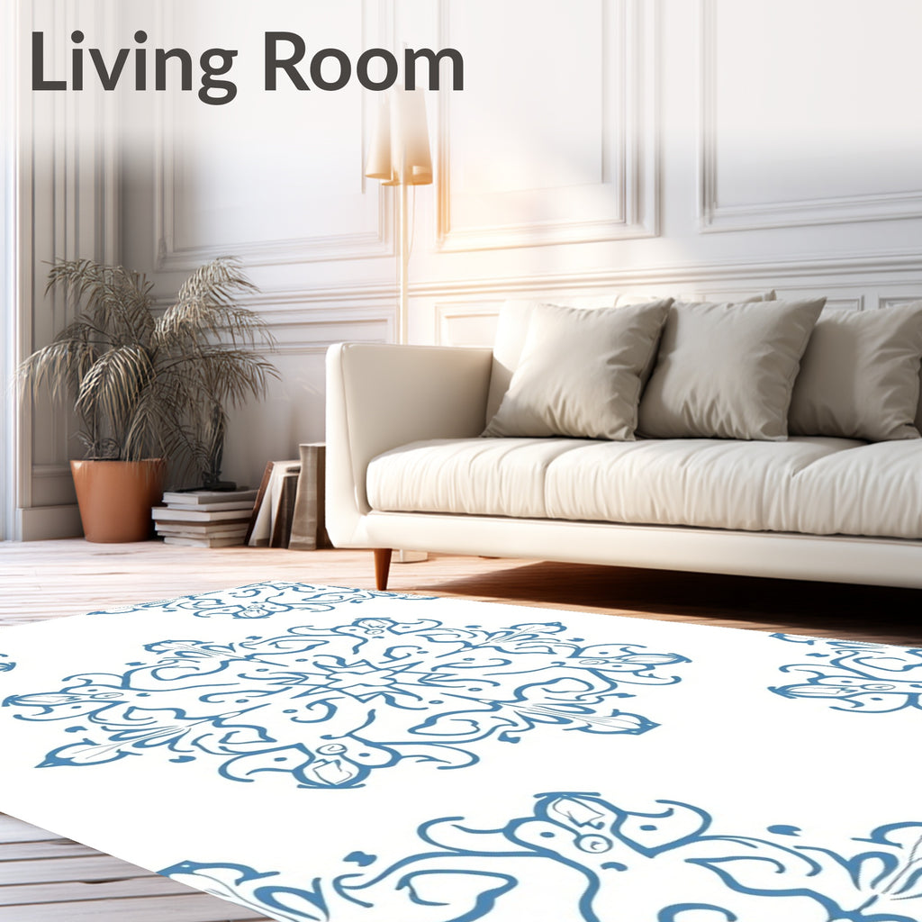 Blue Vintage Floral Medallion Rug