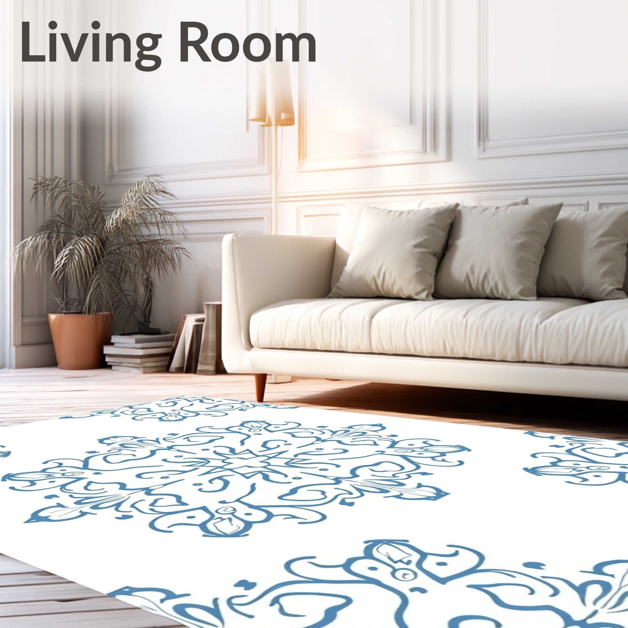 Blue Vintage Floral Medallion Rug