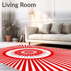 Radiant Red Sunburst Concentric Rug