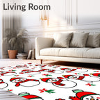 Festive Snowman Red Floral Yuletide Companions Rug