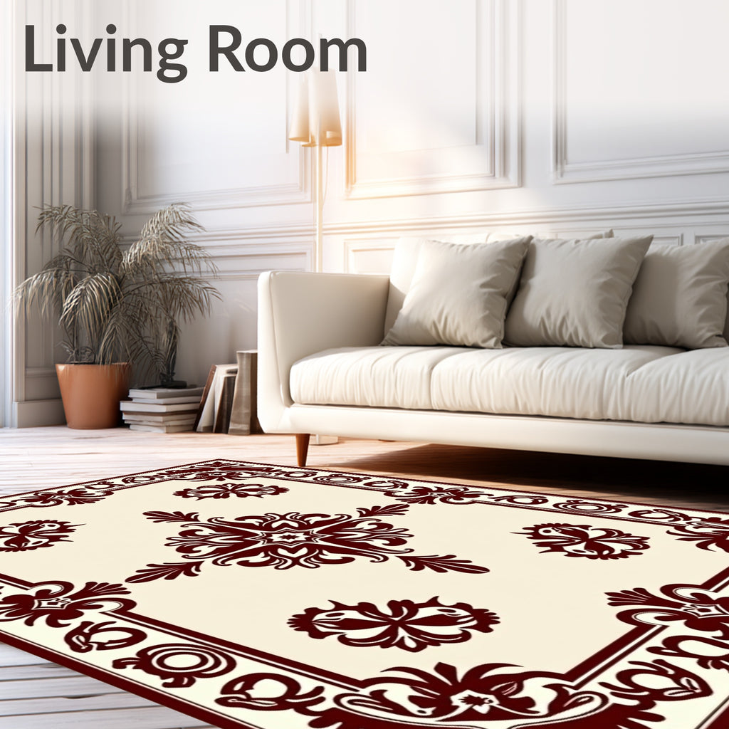 Classic Floral Medallion Burgundy Rug