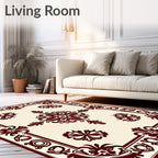 Classic Floral Medallion Burgundy Rug