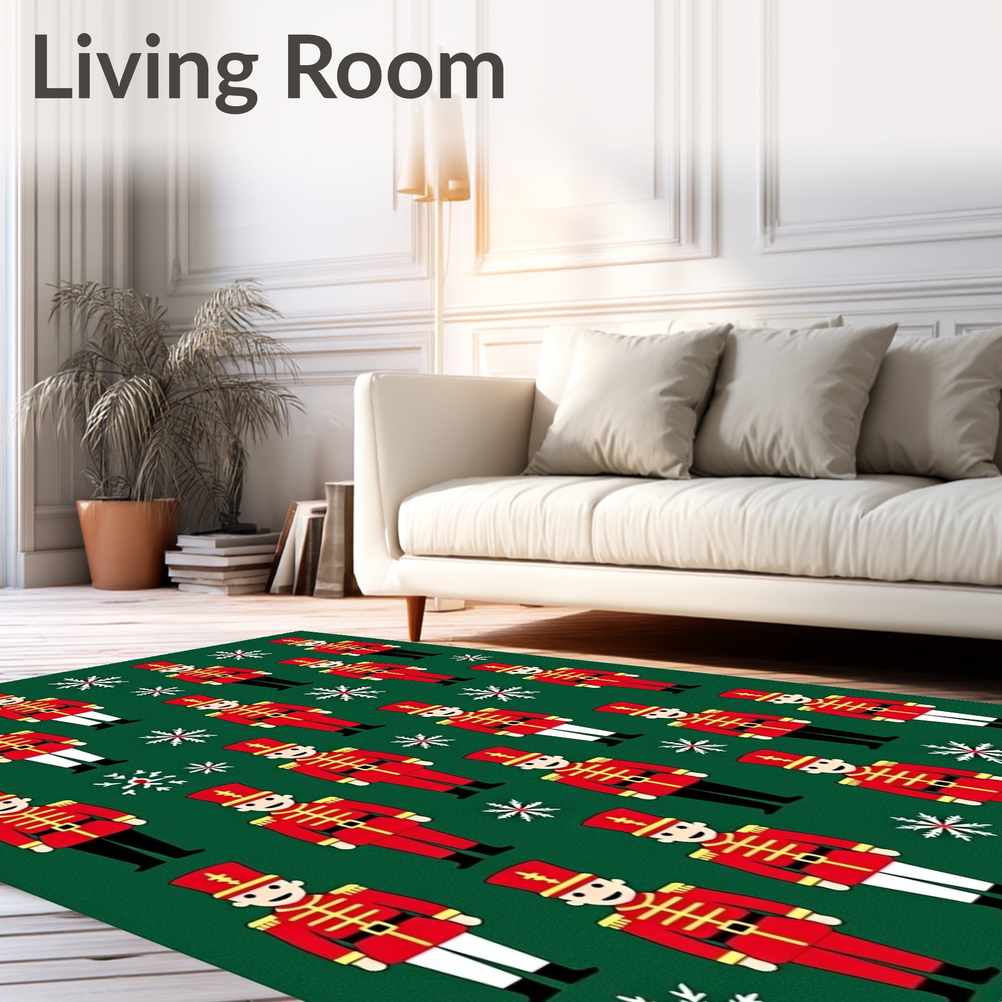 Red Green Nutcracker Snowflakes Christmas Rug