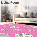 Pink Cream Ornamental Keystone Medallion Rug