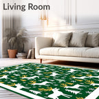 Christmas Deer Forest Snowflakes Rug