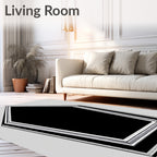 Modern Geometric Pentagon Black Silver Rug