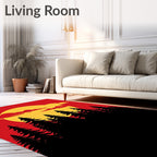 Crimson Forest Sunset Silhouette Rug