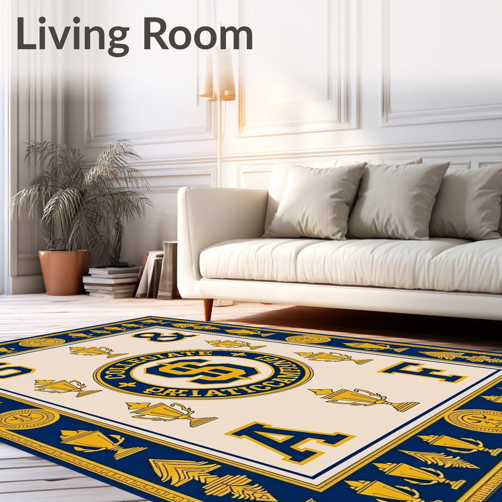 Collegiate Emblem Trophy Lettering Accent Rug