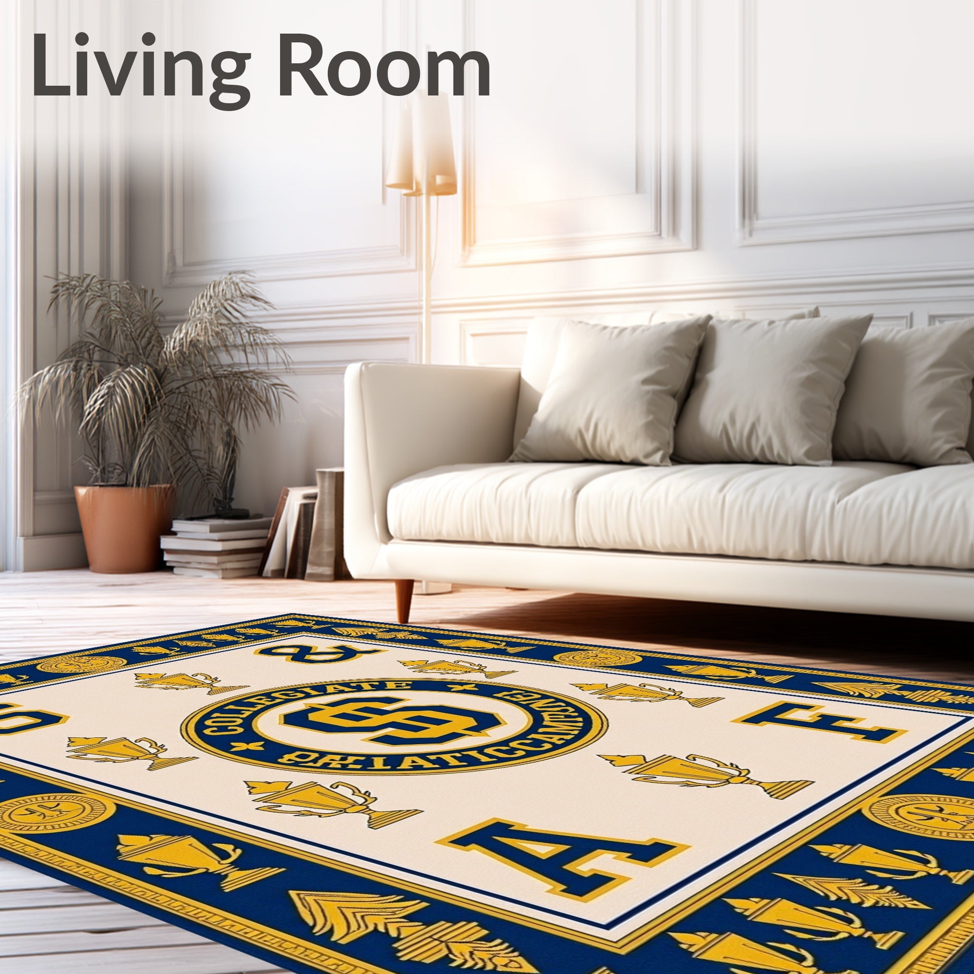 Collegiate Emblem Trophy Lettering Accent Rug