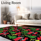 Green Trees Red Trucks Stars Holly Rug
