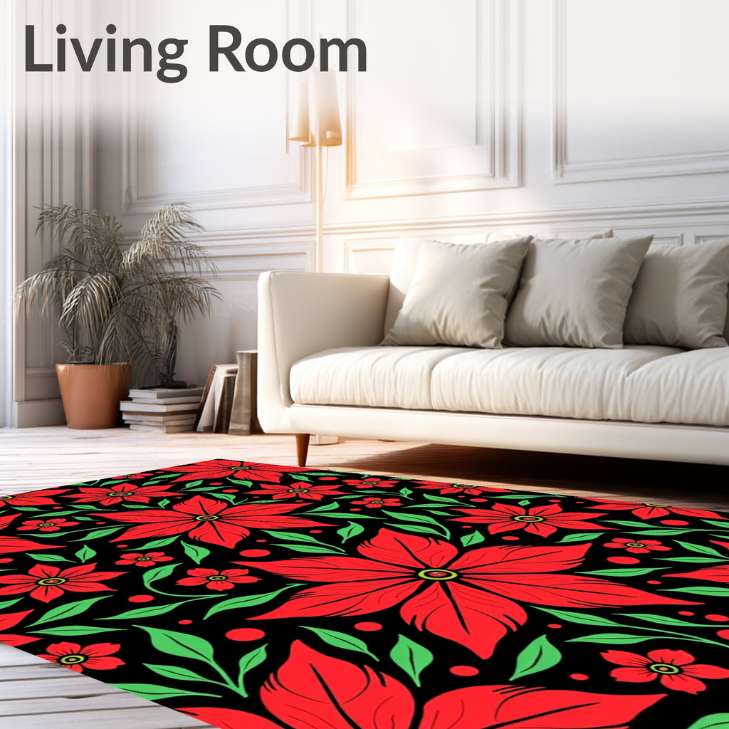 Crimson Bloom Lush Foliage Rug