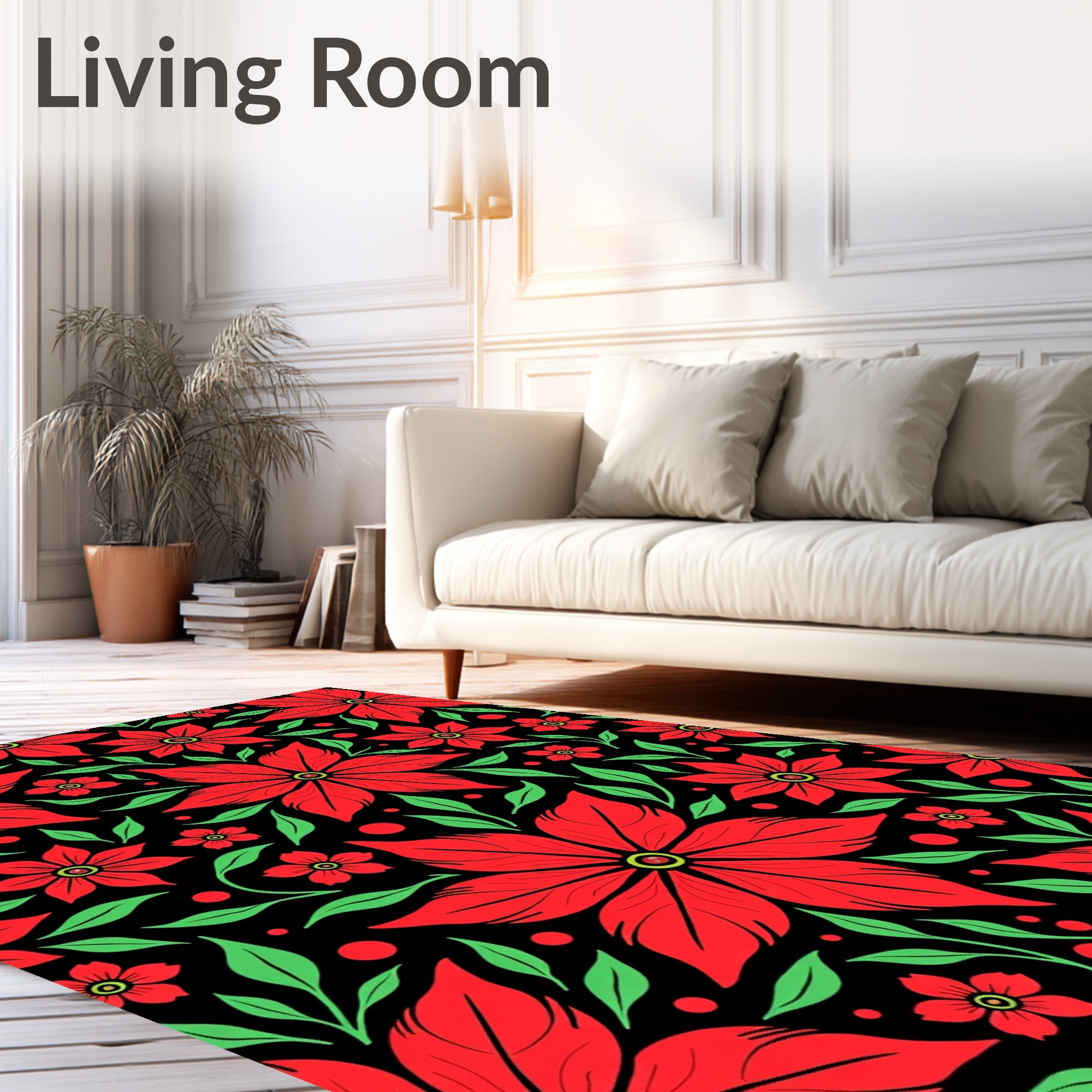 Crimson Bloom Lush Foliage Rug