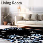 Winter White Blue Snowflake Medallion Rug