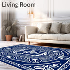 Bold Indigo Skull Mandala Rug