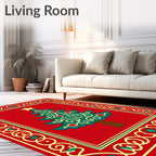Red Christmas Tree Garland Rug