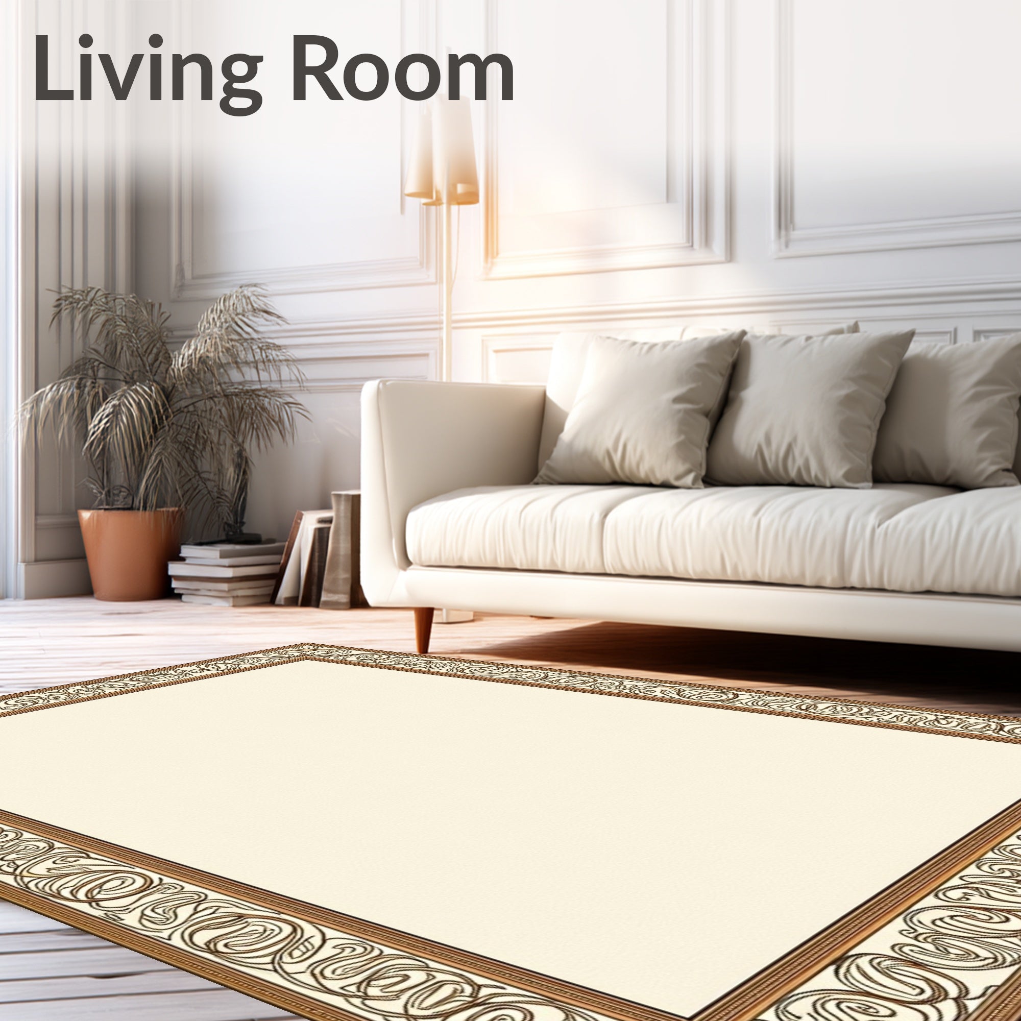 Antique Gold Art Nouveau Border Rug