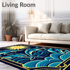 Golden Sun Dolphins Ocean Waves Rug