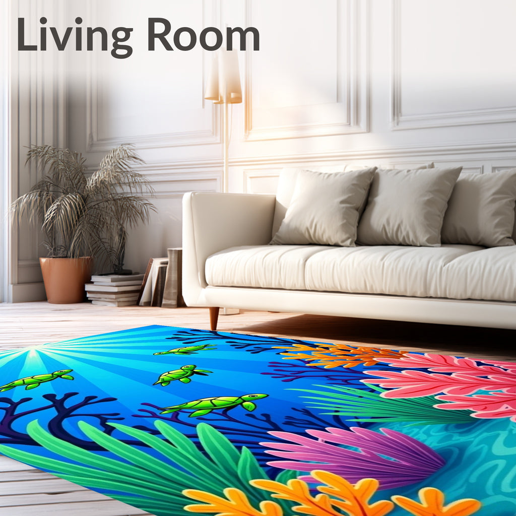 Whimsical Sea Life Turtle Garden Rug