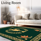 Gold Trophy Laurel Wreath Russet Leaves Rug