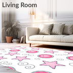Pink Celestial Circles and Stars Rug