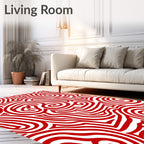 Crimson Swirl Allover Line Art Rug