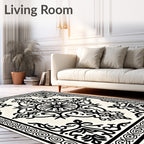 Classic Black Ivory Ornate Scroll Rug