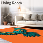 Majestic Teal Eagle With Gold Wings Rug