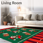 Christmas Elves Striped Stockings Medley Rug