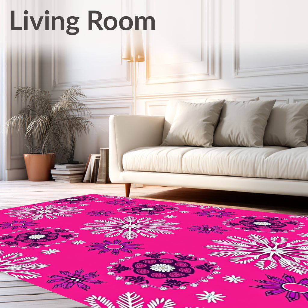 Vivid Pink Mandala Burst Rug