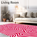 Crimson White Swirl Geometric Rug