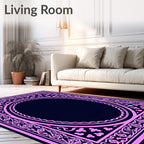 Ornate Pink And Navy Floral Arch Rug