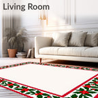 Red Green Holly Berry Border Rug