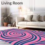 Pink Teal Swirl Abstract Rug