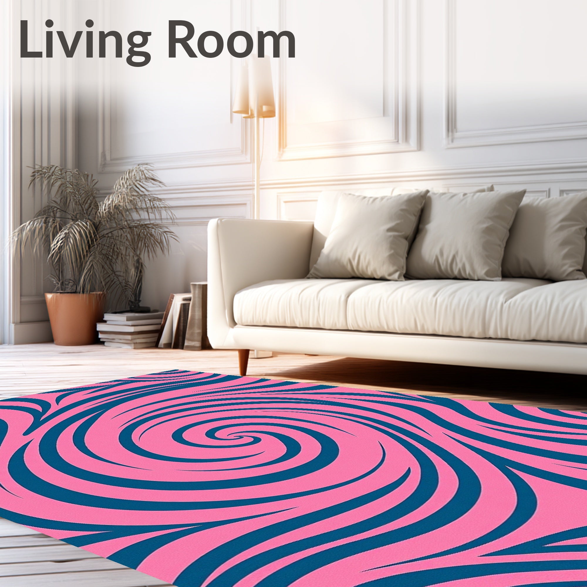Pink Teal Swirl Abstract Rug