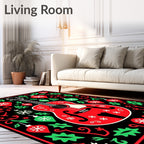 Holiday Red Guitar Snowflake Ornaments Rug