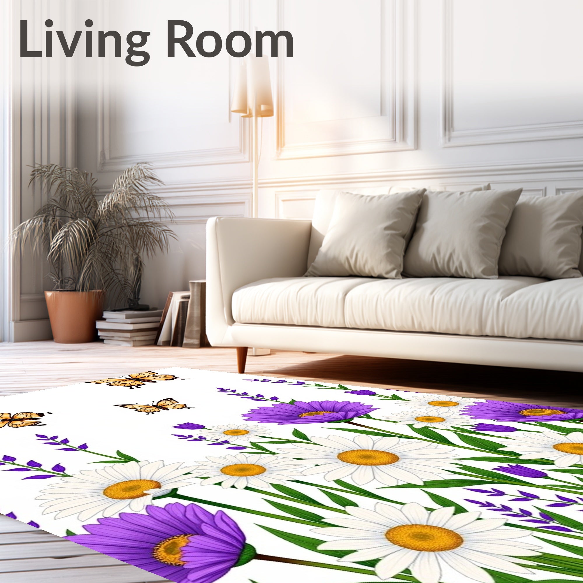Whimsical Butterfly Meadow Whimsy Floral Rug