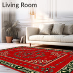 Bold Crimson Floral and Leaf Medallion Rug