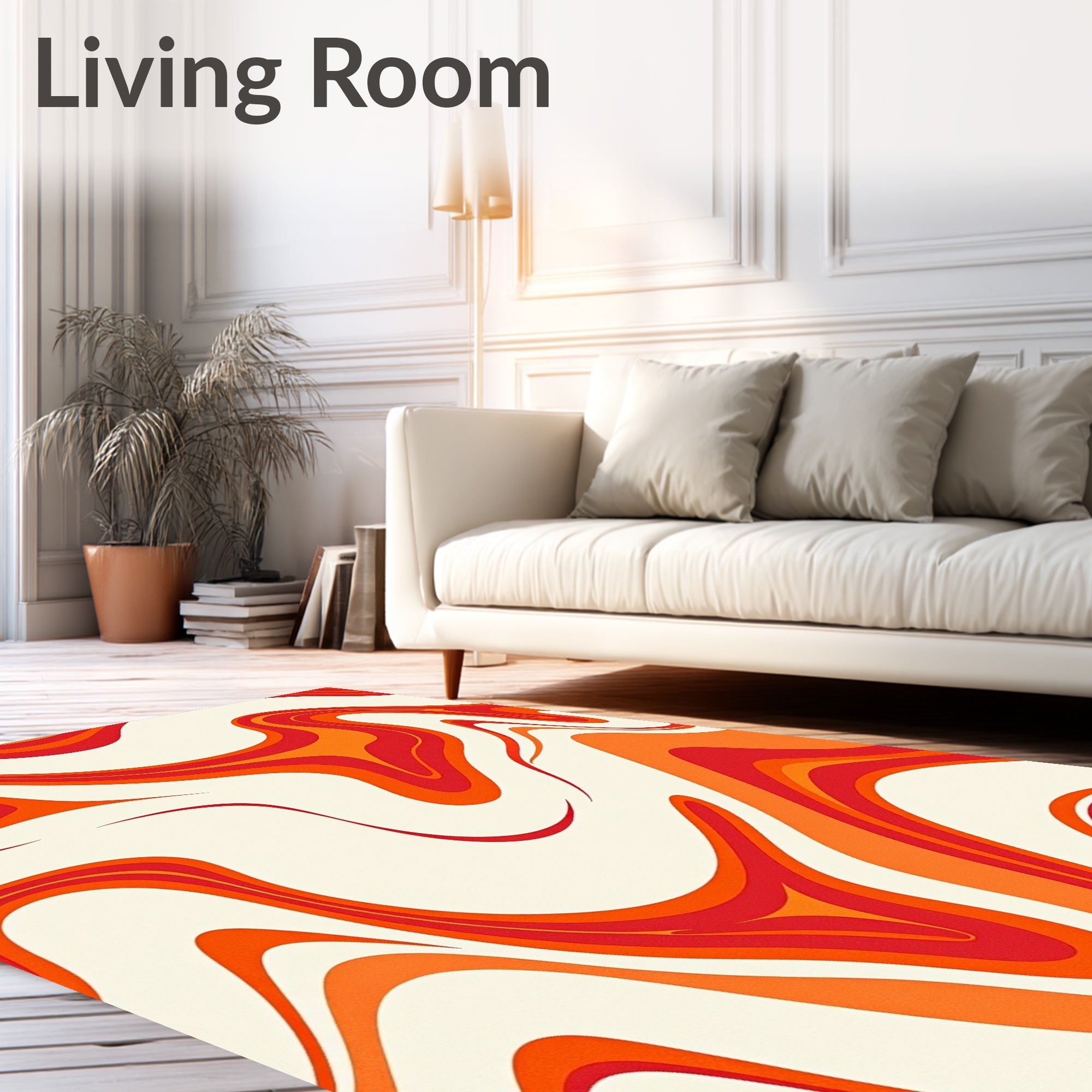 Retro Orange Swirl Marble Rug