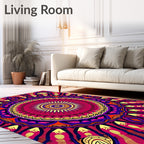 Vibrant Magenta Sunburst Mandala Art Rug