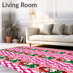 Festive Red Santa Holly Stripes Rug