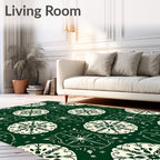 Dark Green Cream Mandala Collection Rug