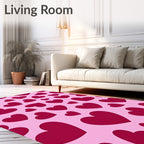Pink Scattered Heart Background Rug