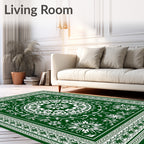 Deep Forest Green Medallion Starburst Rug