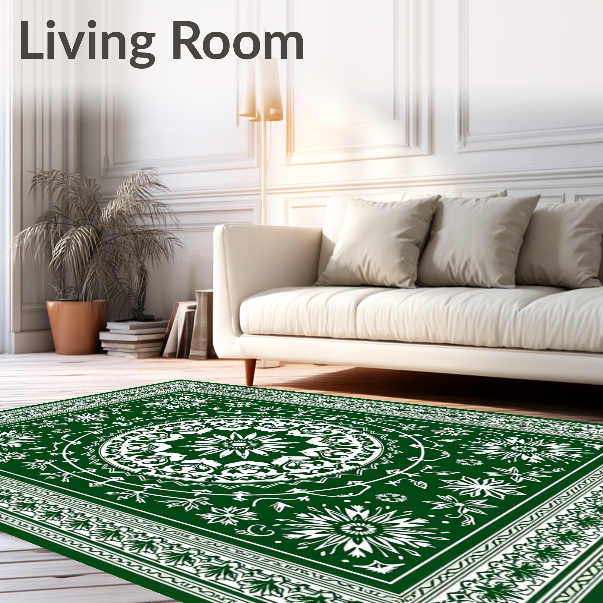 Deep Forest Green Medallion Starburst Rug