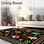 Festive Gnomes Green Red Snowflake Collection Rug