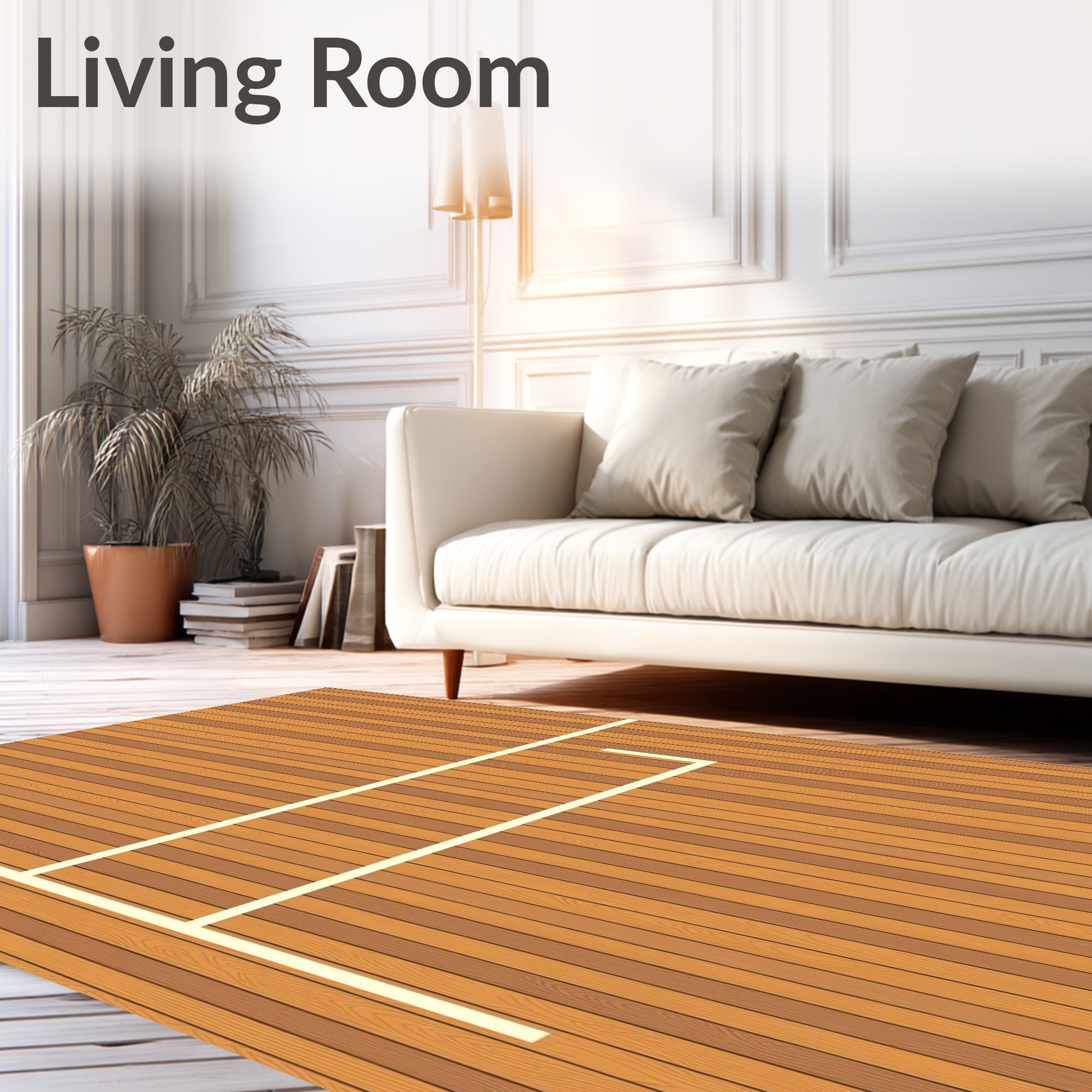 Warm Wood Grain Line Accent Rug