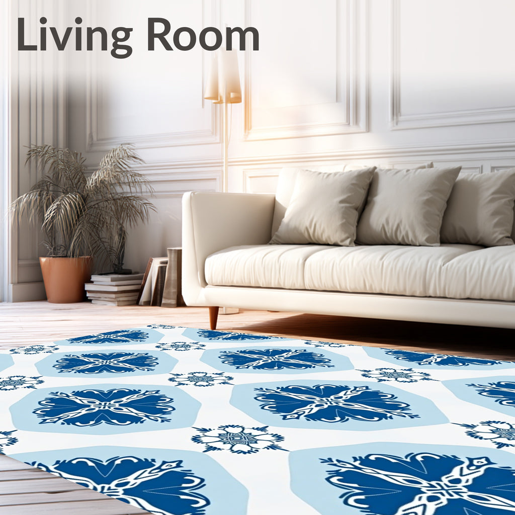 Navy Blue Vintage Geometric Medallion Rug