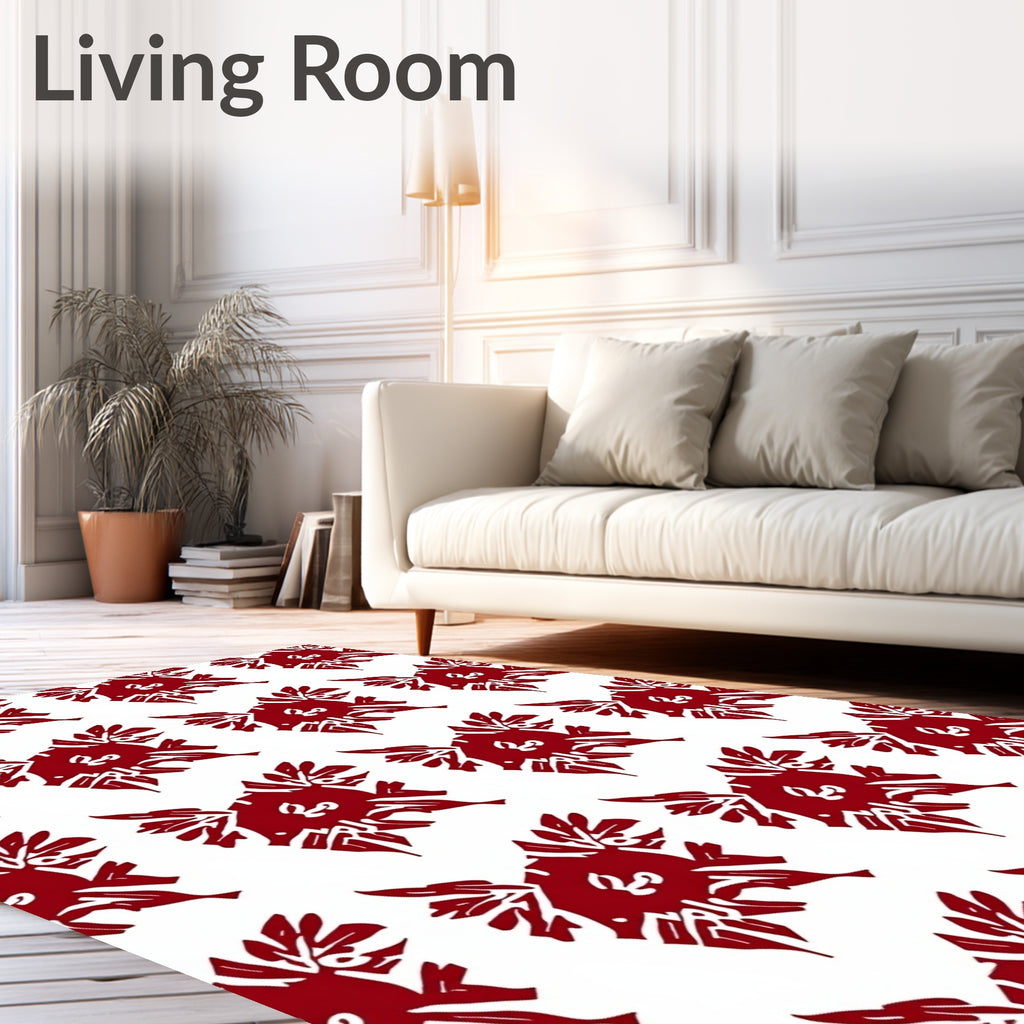 Crimson Medallion Leaf Scroll Rug