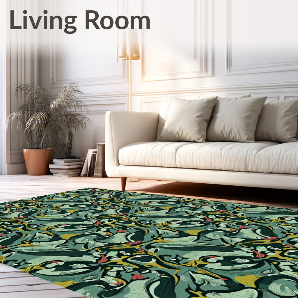 Abstract Swirl Emerald Botanical Rug